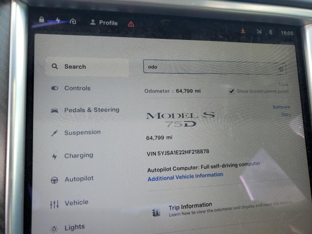 2017 TESLA MODEL S - 5YJSA1E22HF218878