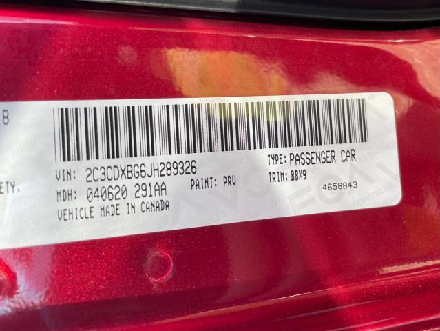 VIN 2C3CDXBG6JH289326 2018 Dodge Charger, Sxt no.10