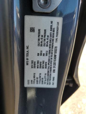 2022 TESLA MODEL 3 - 5YJ3E1EA6NF189378