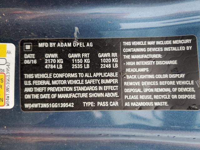 2016 BUICK CASCADA PR - W04WT3N51GG139542