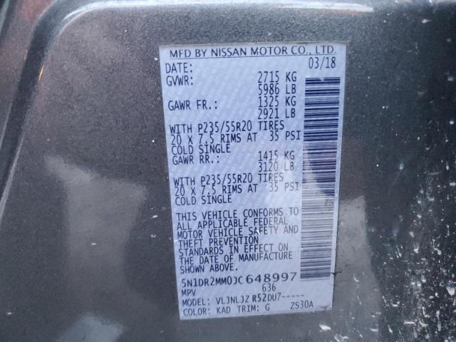 2018 NISSAN PATHFINDER - 5N1DR2MM0JC648997
