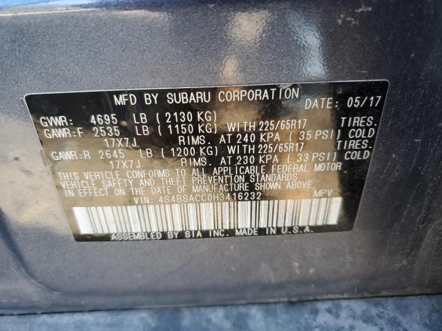 VIN 4S4BSACC0H3416232 2017 Subaru Outback, 2.5I Pre... no.13