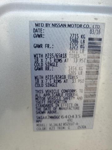 2016 NISSAN PATHFINDER - 5N1AR2MN0GC640435