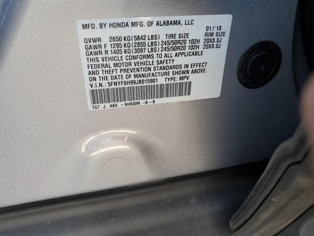 2018 HONDA PILOT TOUR - 5FNYF6H99JB015901