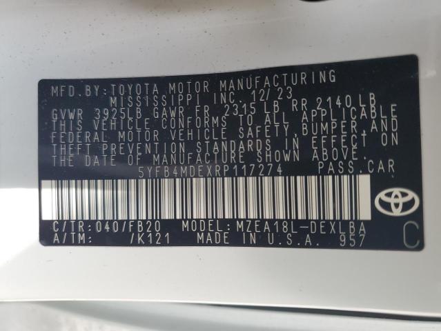 2024 TOYOTA COROLLA LE - 5YFB4MDEXRP117274