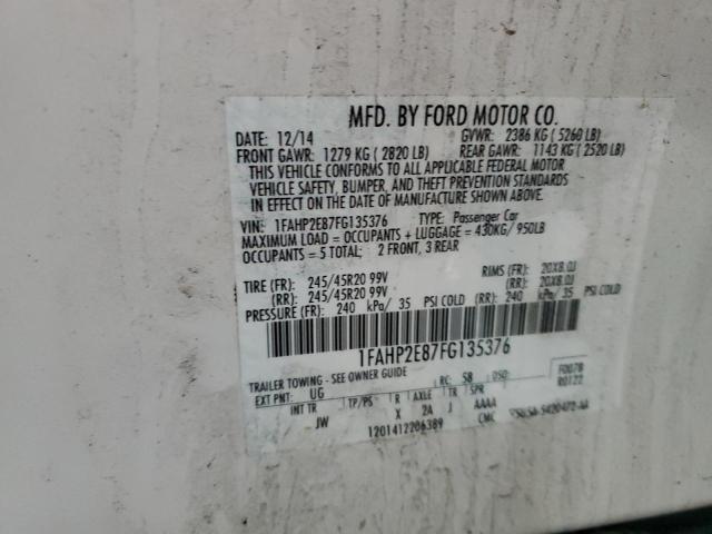 VIN 1FAHP2E87FG135376 2015 Ford Taurus, Sel no.12