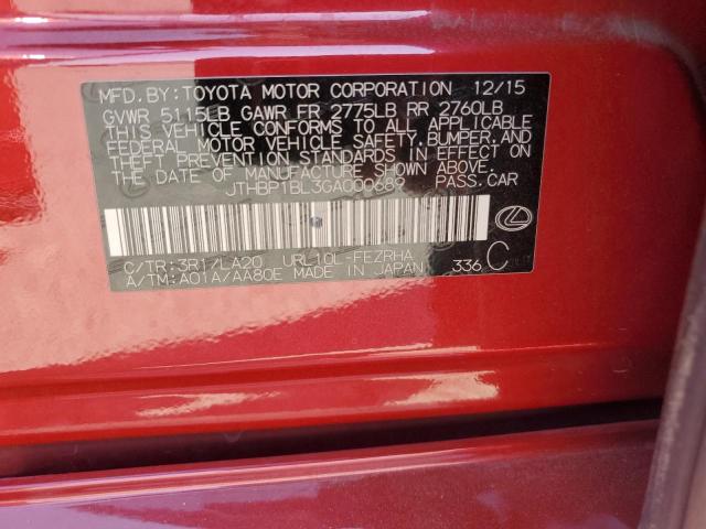 VIN JTHBP1BL3GA000689 2016 Lexus GS, F no.12