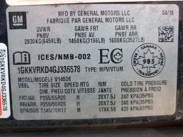 2016 GMC ACADIA SLT - 1GKKVRKD4GJ336578