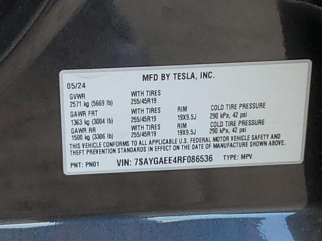 2024 TESLA MODEL Y - 7SAYGAEE4RF086536