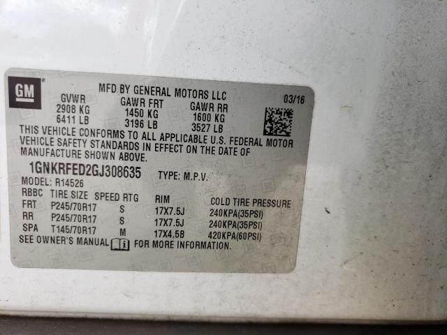 2016 CHEVROLET TRAVERSE L - 1GNKRFED2GJ308635