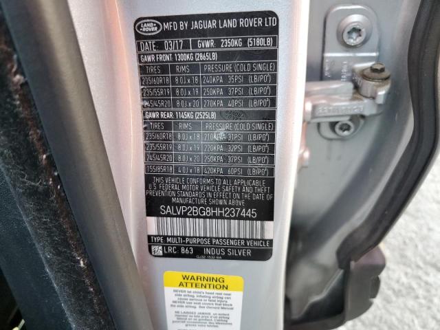2017 LAND ROVER RANGE ROVE - SALVP2BG8HH237445