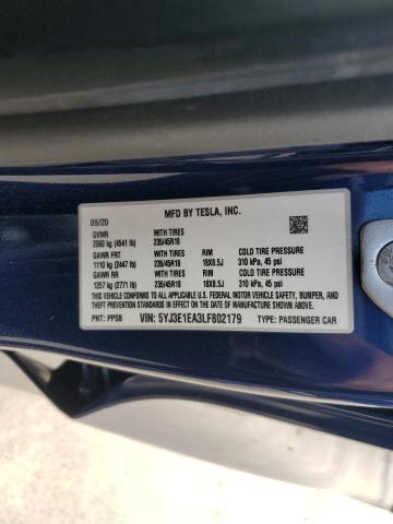 5YJ3E1EA3LF802179 2020 TESLA MODEL 3