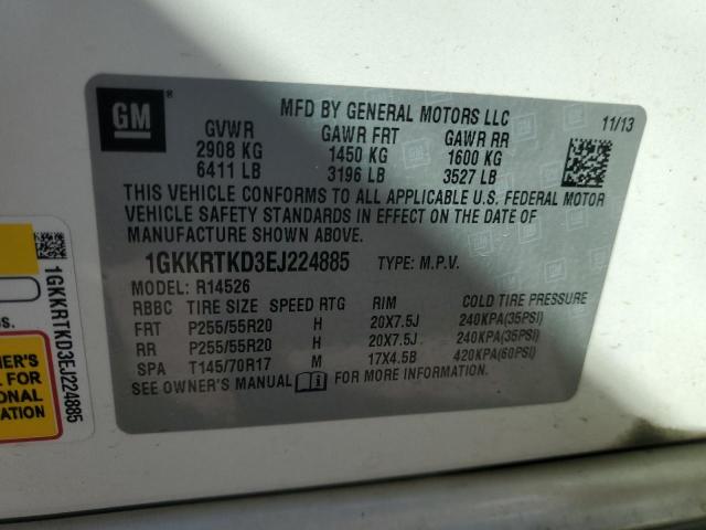 VIN 1GKKRTKD3EJ224885 2014 GMC Acadia, Denali no.13