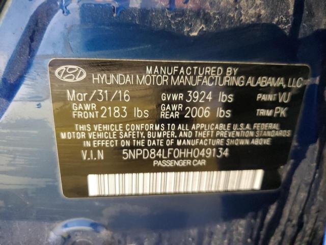 VIN 5NPD84LF0HH049134 2017 Hyundai Elantra, SE no.13