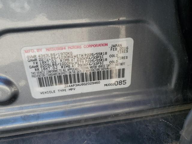 VIN JA4AP3AU8GZ029460 2016 MITSUBISHI OUTLANDER no.12