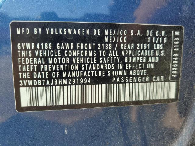 2017 VOLKSWAGEN JETTA SE - 3VWDB7AJ8HM291994