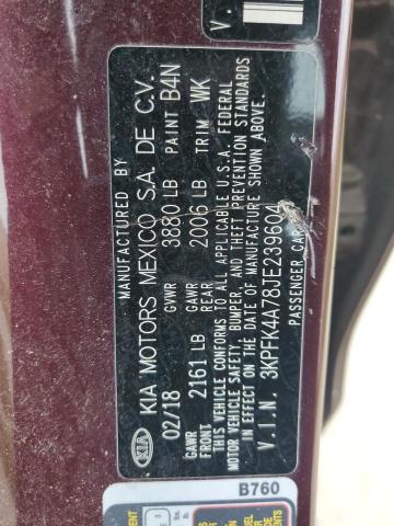 VIN 3KPFK4A78JE239604 2018 KIA Forte, LX no.12