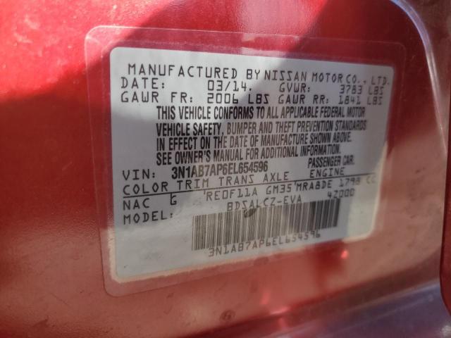 VIN 3N1AB7AP6EL654596 2014 Nissan Sentra, S no.12