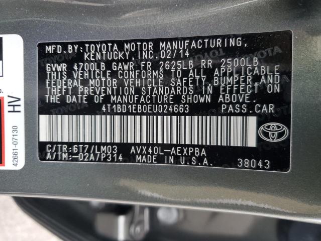 VIN 4T1BD1EB0EU024663 2014 Toyota Avalon, Hybrid no.12