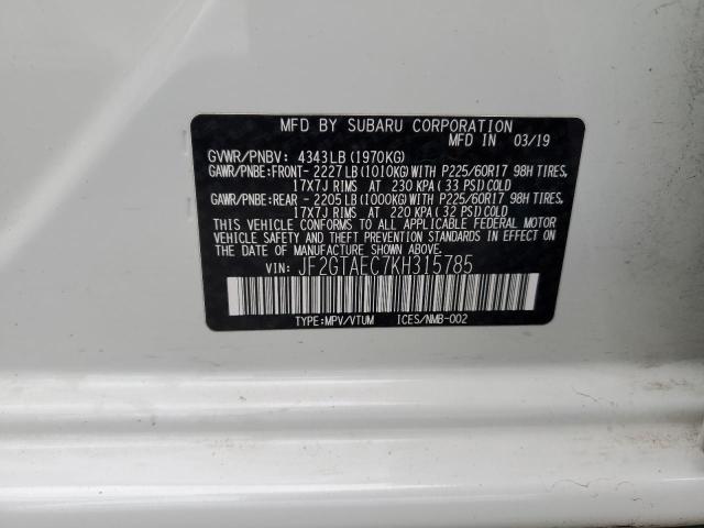 2019 SUBARU CROSSTREK - JF2GTAEC7KH315785