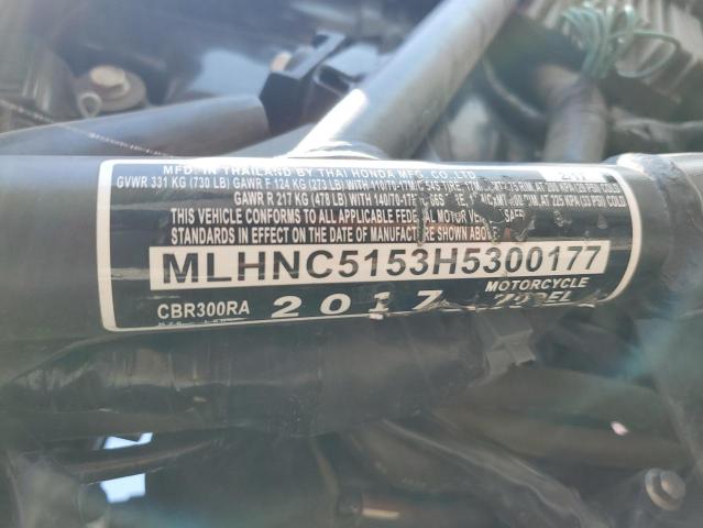 2017 HONDA CBR300 RA MLHNC5153H5300177