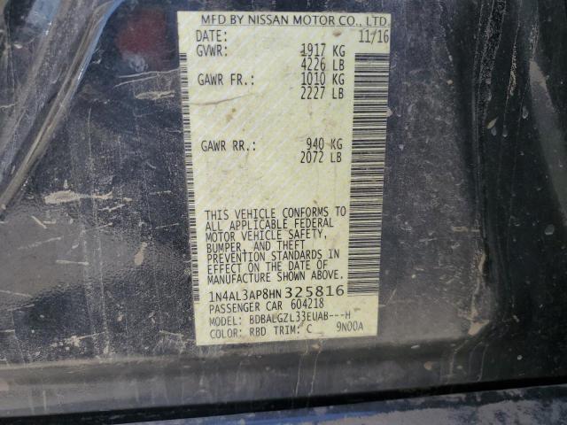 2017 NISSAN ALITMA - 1N4AL3AP8HN325816