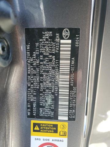 VIN 4T4BF1FK5GR567511 2016 Toyota Camry, LE no.12