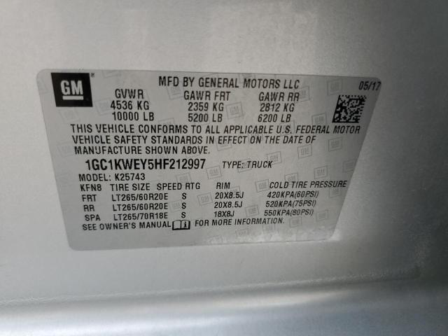 2017 CHEVROLET SILVERADO - 1GC1KWEY5HF212997