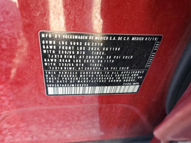 2018 VOLKSWAGEN TIGUAN SE - 3VV2B7AX3JM193333