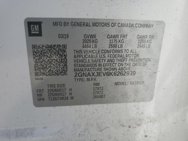 2019 CHEVROLET EQUINOX LT - 2GNAXJEV6K6262939