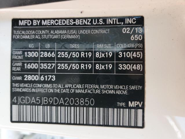 VIN 4JGDA5JB9DA203850 2013 Mercedes-Benz ML-Class, 350 no.12