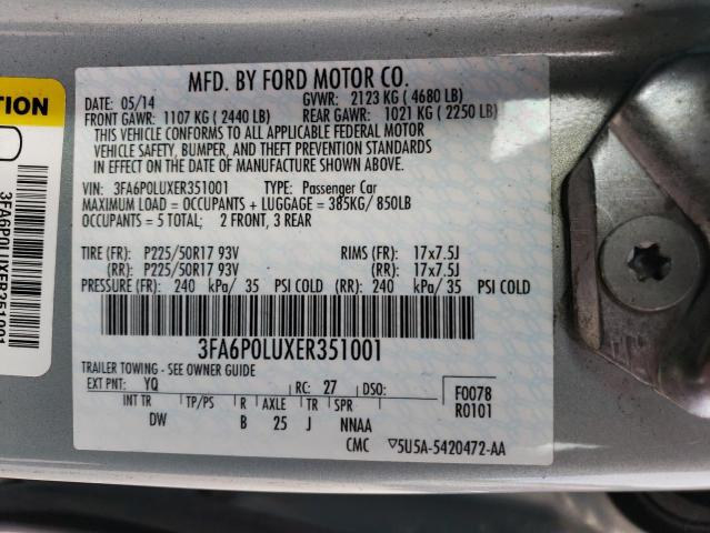 VIN 3FA6P0LUXER351001 2014 Ford Fusion, Se Hybrid no.13