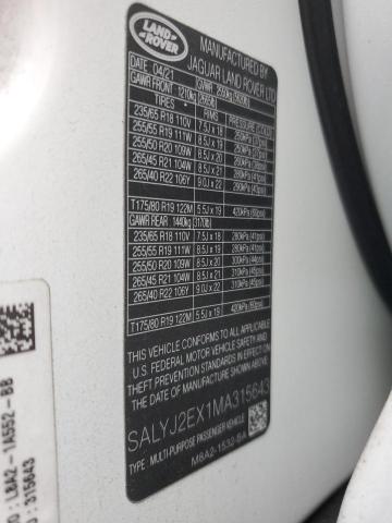 2021 LAND ROVER RANGE ROVE - SALYJ2EX1MA315643