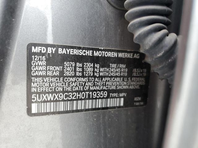 2017 BMW X3 XDRIVE2 - 5UXWX9C32H0T19359