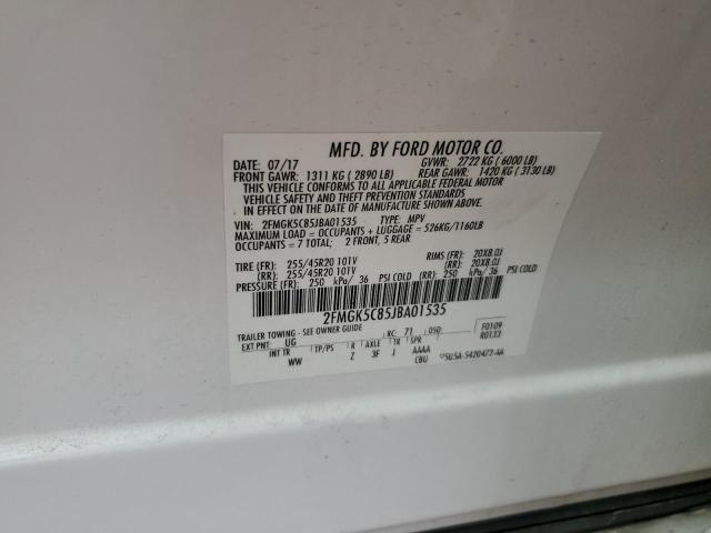2018 FORD FLEX SEL - 2FMGK5C85JBA01535