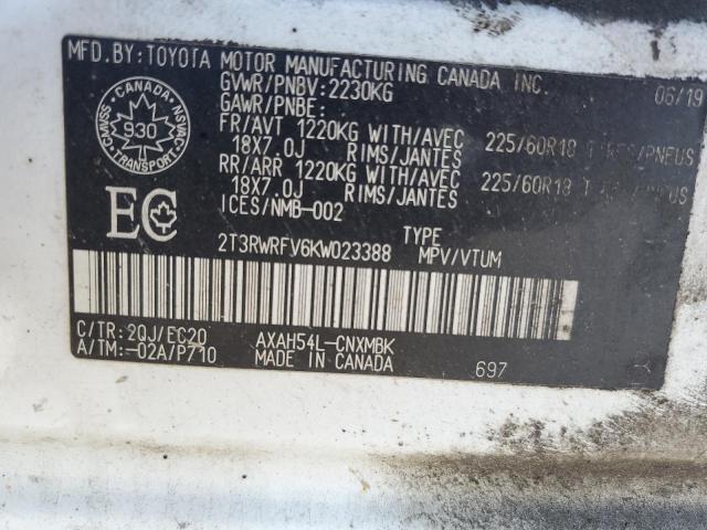 2019 TOYOTA RAV4 XLE - 2T3RWRFV6KW023388