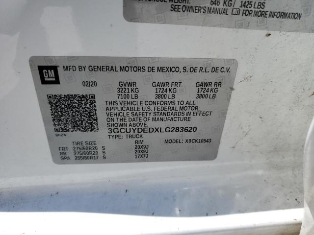 2020 CHEVROLET SILVERADO - 3GCUYDEDXLG283620
