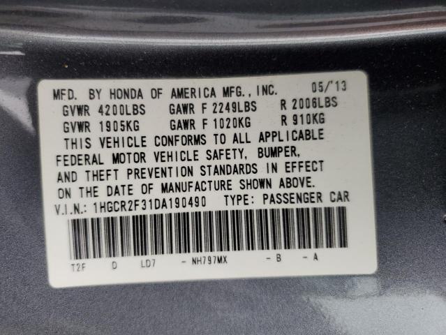 VIN 1HGCR2F31DA190490 2013 Honda Accord, LX no.13