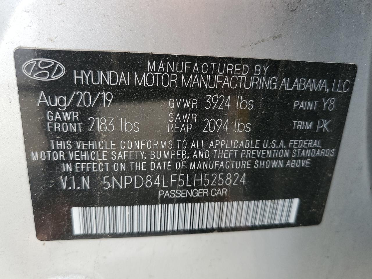 Lot #3025738310 2020 HYUNDAI ELANTRA SE