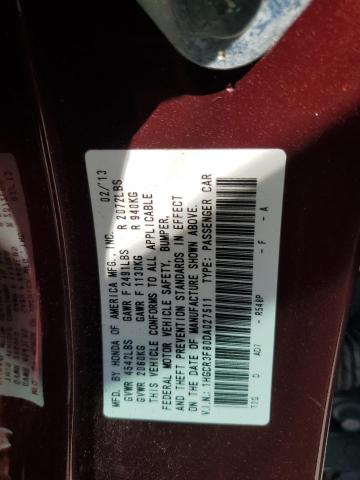 VIN 1HGCR3F80DA027511 2013 Honda Accord, Exl no.12