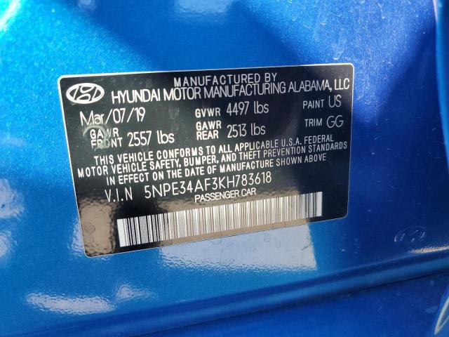2019 HYUNDAI SONATA LIM - 5NPE34AF3KH783618