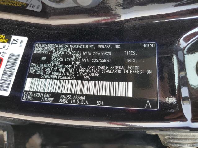 VIN 5TDDZRBH1MS068065 2021 Toyota Highlander, Limited no.14