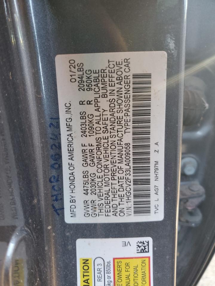 Lot #2979386681 2020 HONDA ACCORD SPO