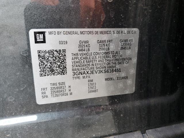 2019 CHEVROLET EQUINOX LT - 3GNAXJEV3KS616451