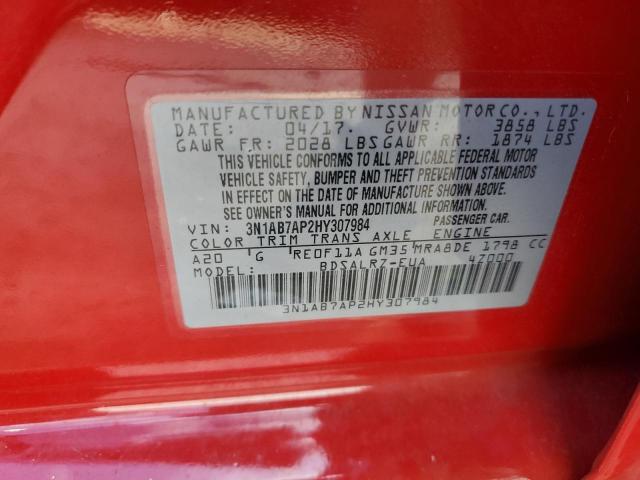 2017 NISSAN SENTRA S - 3N1AB7AP2HY307984