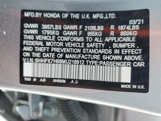 2021 HONDA CIVIC EX - SHHFK7H68MU218912