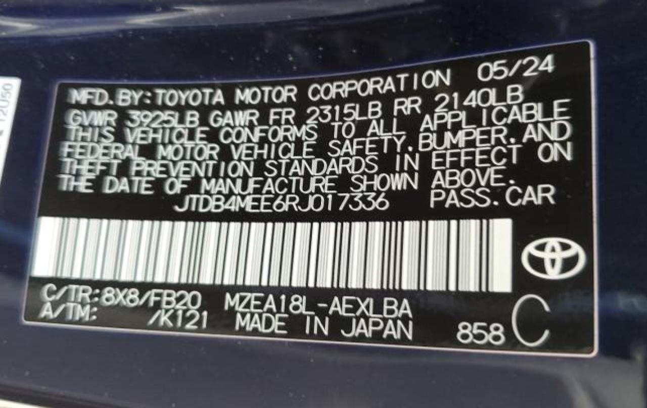 Lot #2912657884 2024 TOYOTA COROLLA LE