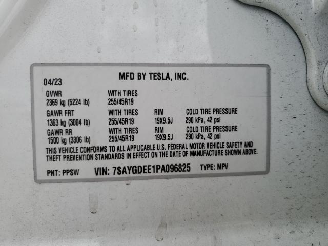 VIN 7SAYGDEE1PA096825 2023 Tesla MODEL Y no.12