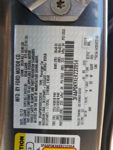 VIN 3FA6P0K9XER232054 2014 Ford Fusion, Titanium no.12