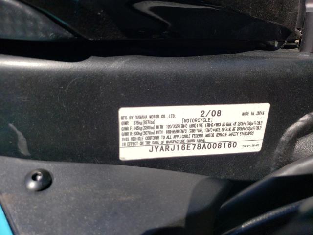 2008 YAMAHA YZFR6 JYARJ16E78A008160